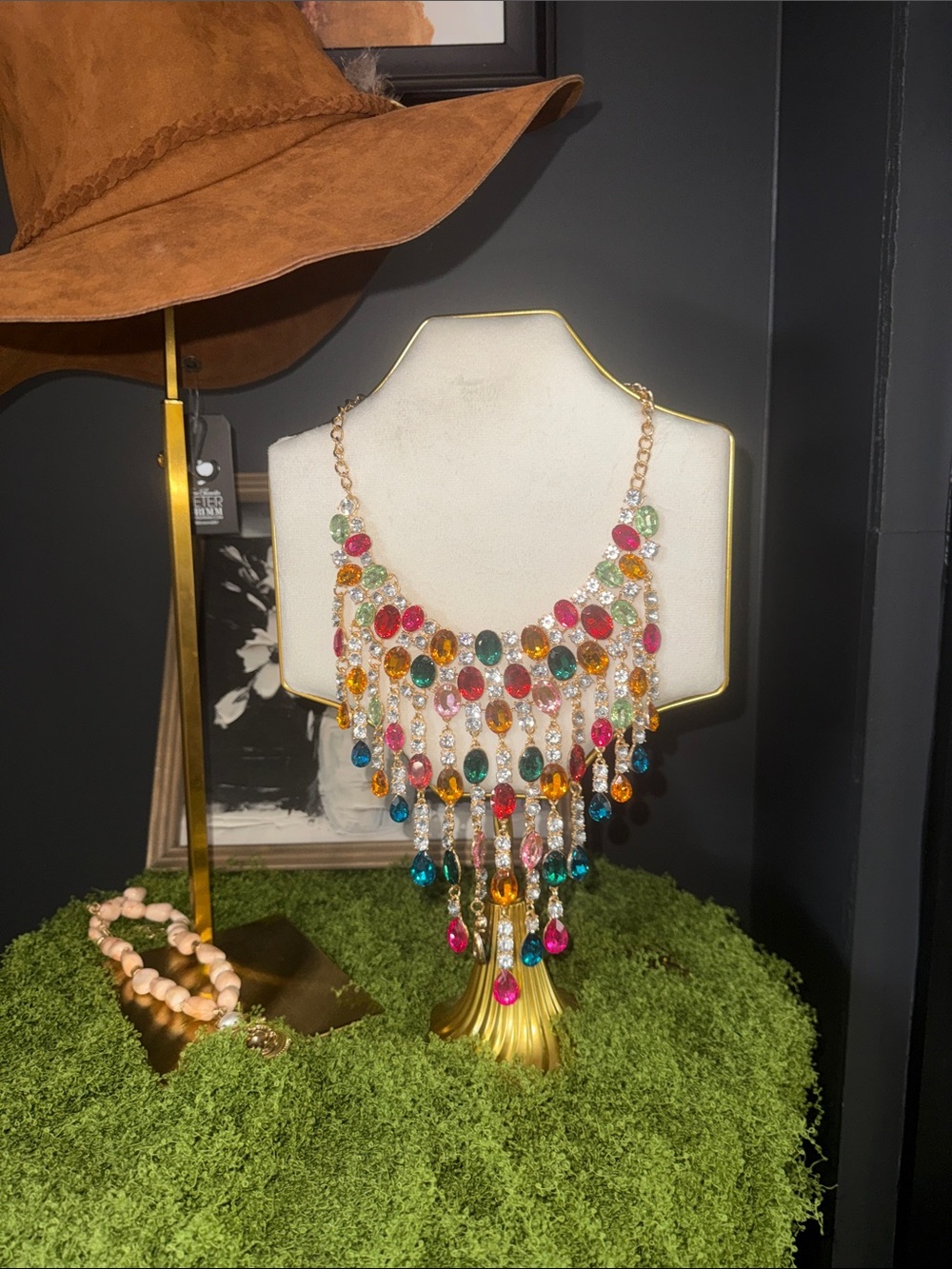 Multicolor Statement Crystal Fringe Necklace - Bold Women Jewelry